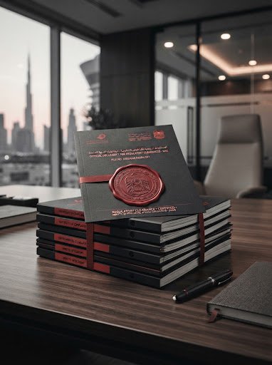 UAE customs regulatory clearance dossiers and ministerial certificates with official seal on desk
